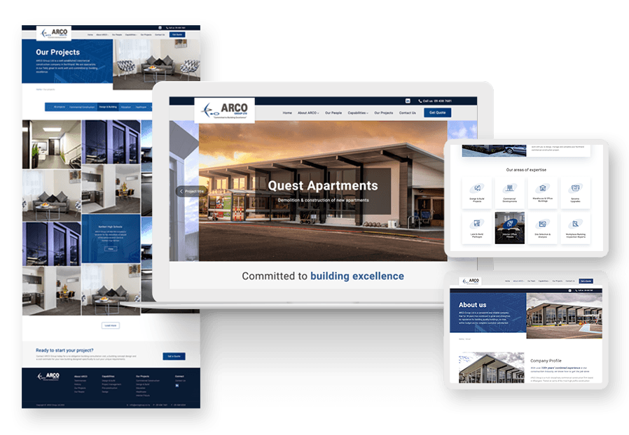 Axendialon created the website for construction company ARCO to present their services